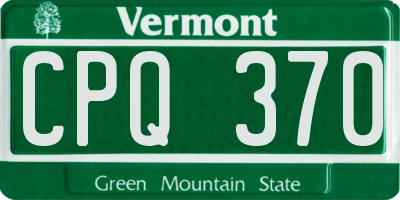 VT license plate CPQ370