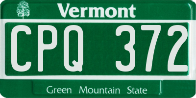 VT license plate CPQ372