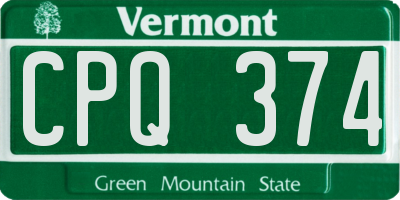 VT license plate CPQ374