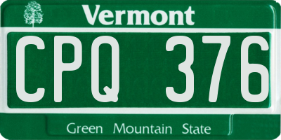 VT license plate CPQ376