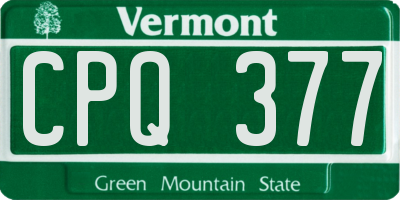 VT license plate CPQ377