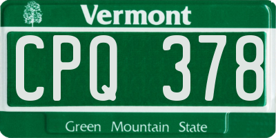 VT license plate CPQ378