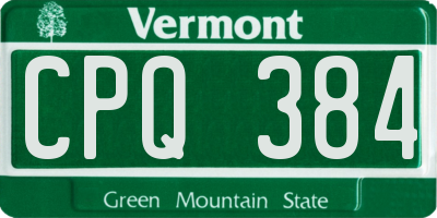 VT license plate CPQ384