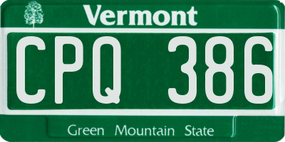 VT license plate CPQ386
