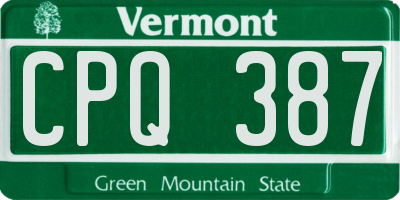 VT license plate CPQ387