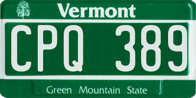 VT license plate CPQ389