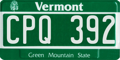VT license plate CPQ392