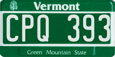 VT license plate CPQ393