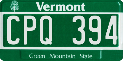 VT license plate CPQ394