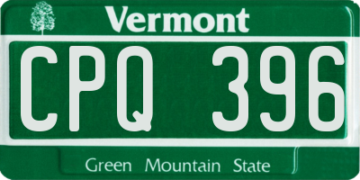 VT license plate CPQ396