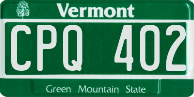 VT license plate CPQ402