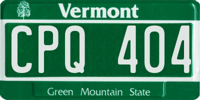 VT license plate CPQ404