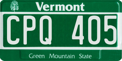 VT license plate CPQ405
