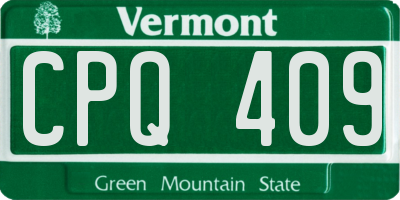 VT license plate CPQ409