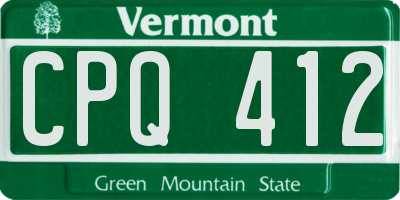 VT license plate CPQ412