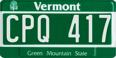 VT license plate CPQ417