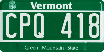 VT license plate CPQ418