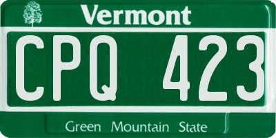VT license plate CPQ423