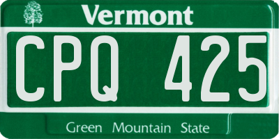 VT license plate CPQ425