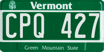 VT license plate CPQ427