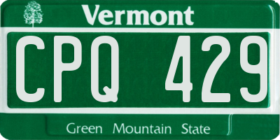 VT license plate CPQ429