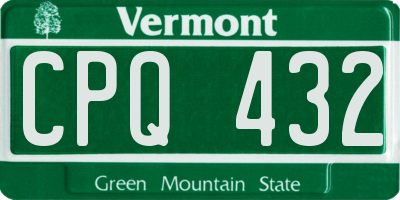 VT license plate CPQ432