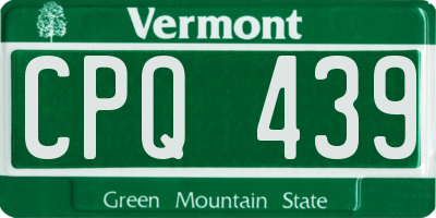 VT license plate CPQ439
