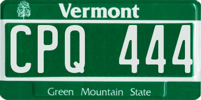 VT license plate CPQ444