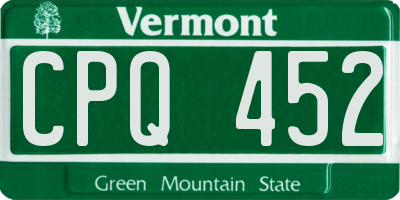 VT license plate CPQ452