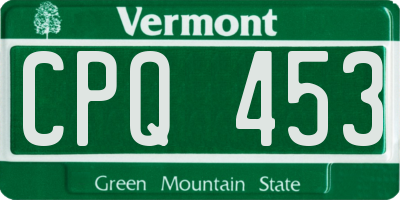 VT license plate CPQ453