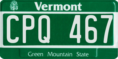 VT license plate CPQ467