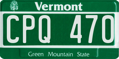VT license plate CPQ470