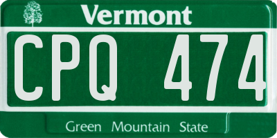 VT license plate CPQ474