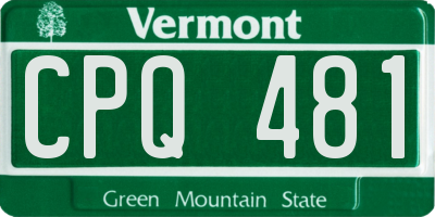 VT license plate CPQ481