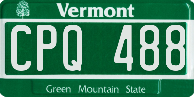 VT license plate CPQ488
