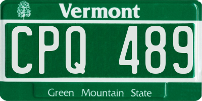 VT license plate CPQ489