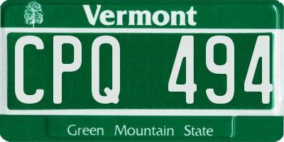 VT license plate CPQ494