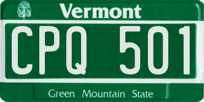 VT license plate CPQ501