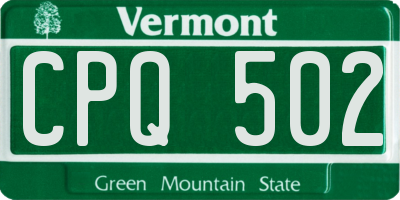 VT license plate CPQ502