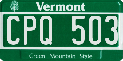 VT license plate CPQ503
