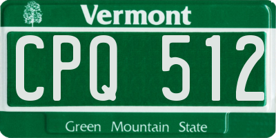 VT license plate CPQ512