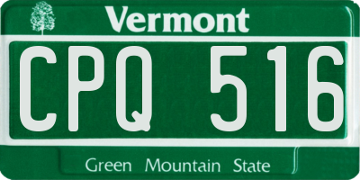 VT license plate CPQ516
