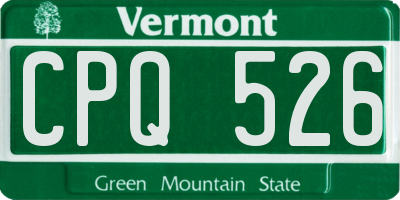 VT license plate CPQ526