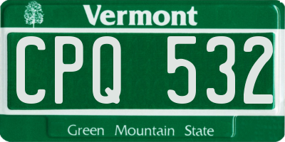 VT license plate CPQ532