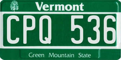 VT license plate CPQ536