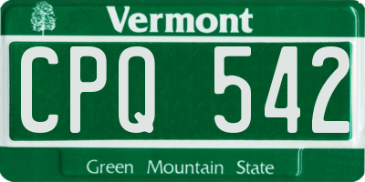 VT license plate CPQ542