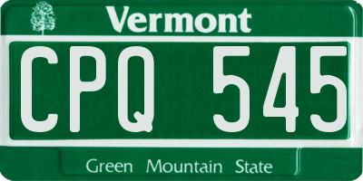 VT license plate CPQ545