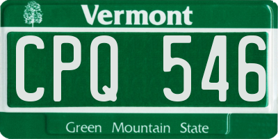 VT license plate CPQ546