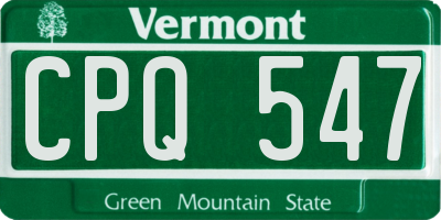 VT license plate CPQ547