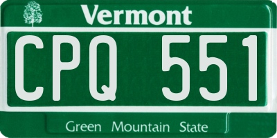 VT license plate CPQ551
